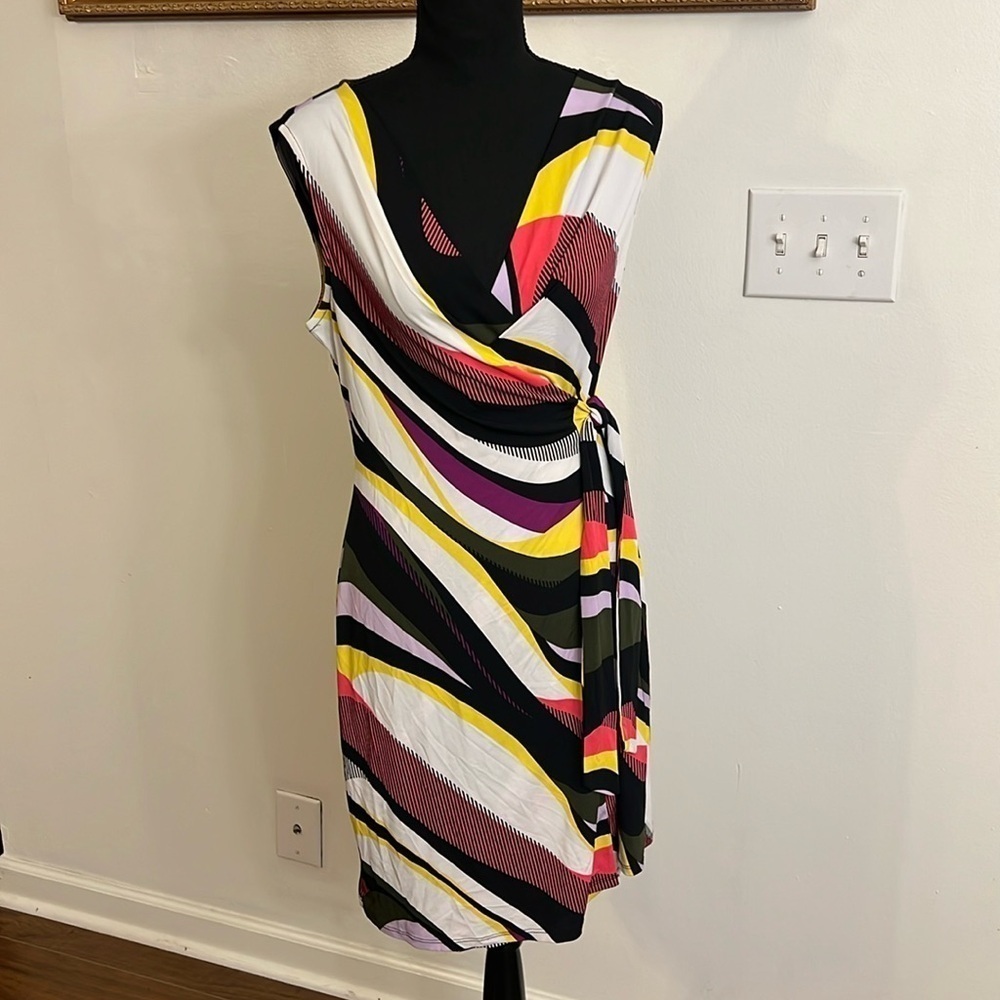 Colorful Dana Buchman Spandex Blend Dress with Side Tie, Sz. M.